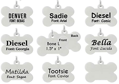 IO tags Personalized Laser Etched Stainless Steel Pet Print Bone ID Tags for Dog and Cat (1