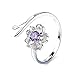 Produktbild XCFS Damen Ring mit Amethyst, Kirschblüte, 925 Sterlingsilber, versilbert, violette Sakura Blume, verstellbar
