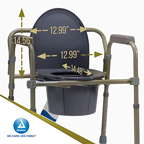 Dynarex Folding Bedside Commode, 3 in 1 Portable Toilet Chair for the Elderly and Disabled, Designed for Free Standing Use, as a Raised Toilet Seat, and Toilet Safety Rail, 1 Folding Bedside Commode by Dynarex - Image 7