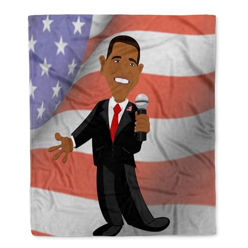 3dRose President Barack Obama with American Flag Silktouch Minky Blanket