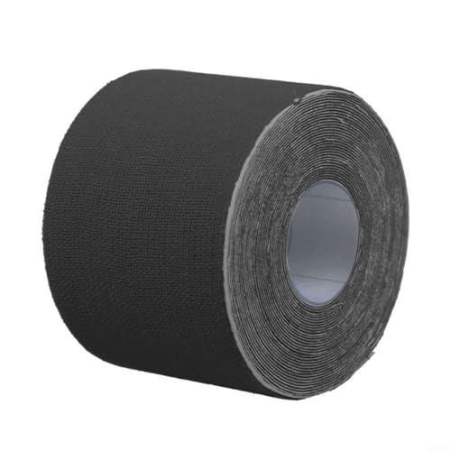 Vibsky Cinta deportiva profesional de 5 cm x 5 m, rollo de kinesiología de algodón para tensión muscular, reducción de hinchazón y flexibilidad (negro)