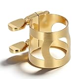Alto Sax Ligature, Alto Sax Mouthpiece Ligature with Adjustable Screws Double Screws Saxophone Gold Fastener