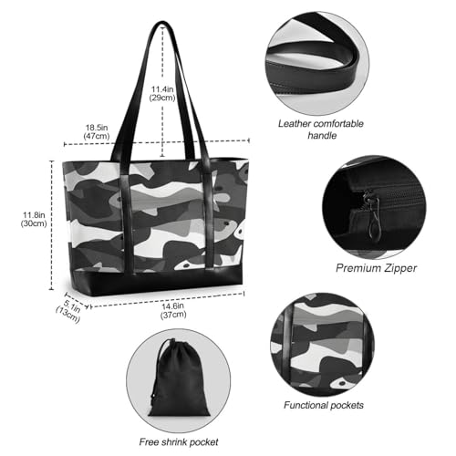 KLL Black and White Military Salmon essentials laptop bags for women with zipper diaper bag tote Large Handbag for Travel Pool Swim Beach Vacation Necessities with lunch bulto para laptop4