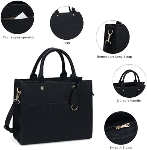 Chinllo Tote Bag for Women Top Handle Satchel Purse and Handbags with Shoulder Strap (S.D.Black-S) — view 3