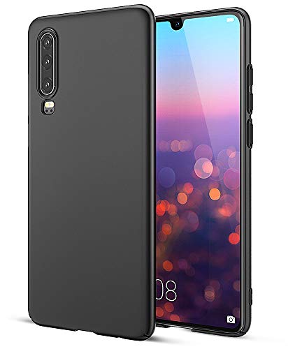 EIISSION Coque pour Huawei P30, Ultra Mince Premium ToughShell Silicone Premium/Exact Fit/NO Bulkiness Coque pour Huawei P30, Noir Cover
