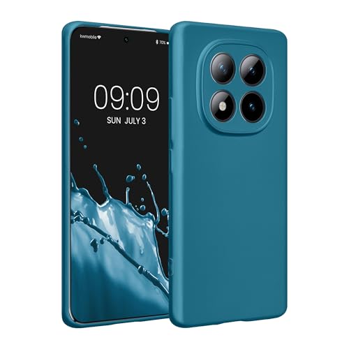 kwmobile Handyhülle für Xiaomi Redmi Note 15 4G / Redmi Note 15 5G / Poco M8 5G Hülle - weiche Silikon Hülle metallisch schimmernd - Schutzhülle Cover - Metallic Karibikblau