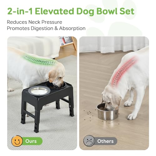 Elevated-Dog-Bowls-Slow-Feeder-with-304-Stainless-Steel-Dog-Water-Bowl-67OZ-Non-Slip-Adjustable-Raised-Dog-Bowl-Dog-Food-Bowl-Stand-for-Large-Medium-Small-Dogs-472-102-118-133-Black