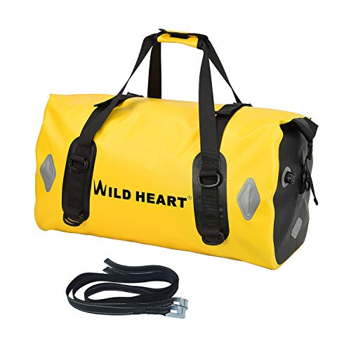 Wild Heart Waterproof Bag 55L 66L 77L Motorcycle Dry Duffel Bag For Travel,Motorcycling, Cycling,Hiking,Camping (66L, Yellow) #TOP3