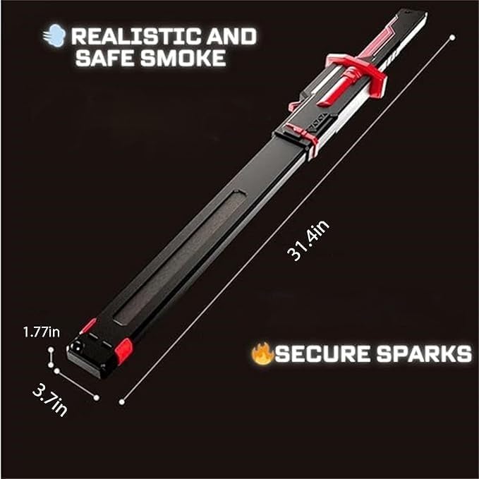 Image of LED Sword Toy for Boys & Collectors - Large Size 78 CM Sparkblade Katana with Smoke & Spark Effects | 7-Color Light-Up Blade, Sound FX, Anime-Inspired Cosplay Prop for Roleplay
