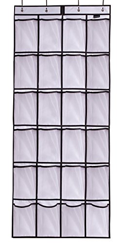 MISSLO Over The Door Organizer 24 Large Mesh Pockets for Shoes and Accessories (White)