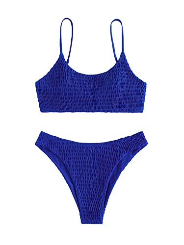 Verdusa-Womens-2-Peices-Textured-Bathing-Suit-Smocked-Wireless-Bikini-Bandeau-Top-Thong-Swimsuit