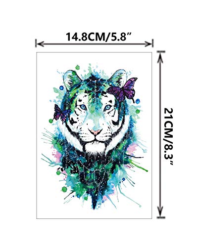 Tiger Pattern Fake Temporary Tattoo Stickers For Teen Adult Man Woman 9 Sheets #TOP2