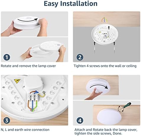 Lepro Ceiling Lights, 24W 2500lm, 3000K Warm White, Flush Ceiling Lighting Fitting for Kitchen, Bedroom, Cloakroom, Porch, Hall, Lounge and More, φ30cm Round