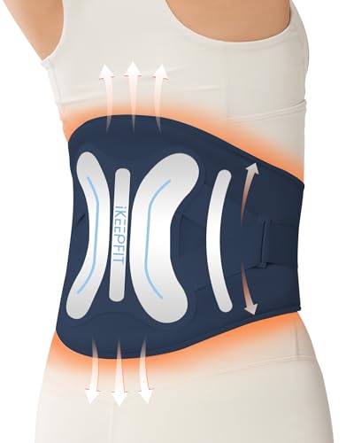 IKEEPFIT Cordless Heating Pad with Massager for Back Pain Relief: MAXwarm 4.0 Portable Heated Back Brace with Lumbar Support for Sciatica Large 8000mAh Battery for Women Men 70