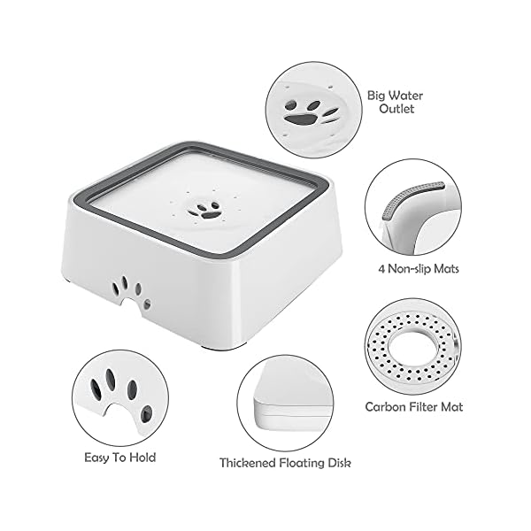 2L Dog Water Bowl with Filter, 70oz Large Capacity Splash-Free Pet Slow Water Feeder Bowl, No Spill Dog Travel Bowl for Puppy, Vehicle Carried 2L Dog Water Bowl with Filter, 70oz Large Capacity Splash-Free Pet Slow Water Feeder Bowl, No Spill Dog Travel Bowl for Puppy, Vehicle Carried