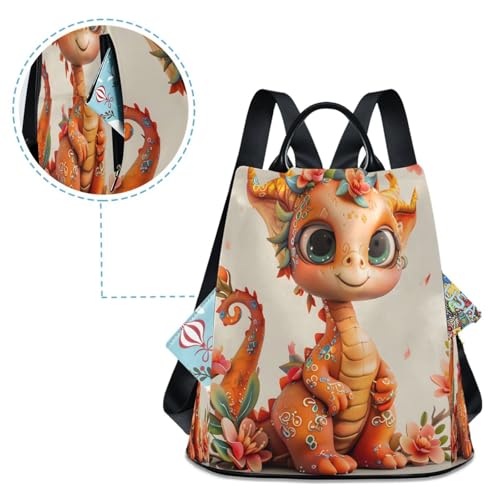 ALAZA Cute Dragon Cherry Blossom Backpack Purse for Women Anti Theft Fashion Back Pack Shoulder Bag4