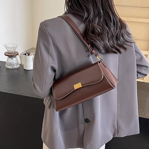 Small Purses for Women Vintage Shoulder Bags Women's Tote Handbags Trendy Crossbody Bag, Adjustable Strap Shoulder Bag PU Leather Dark Brown Clutch Purse3