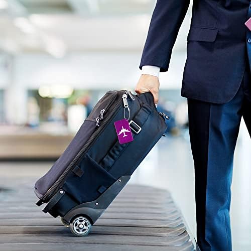 Vicloon Luggage Tag, 2 Pcs Luggage Labels Travel Suitcases Aluminium Tags, Aluminum Luggage Tag with Name ID Card for Luggage Baggage Identity ID LabelsRose Red