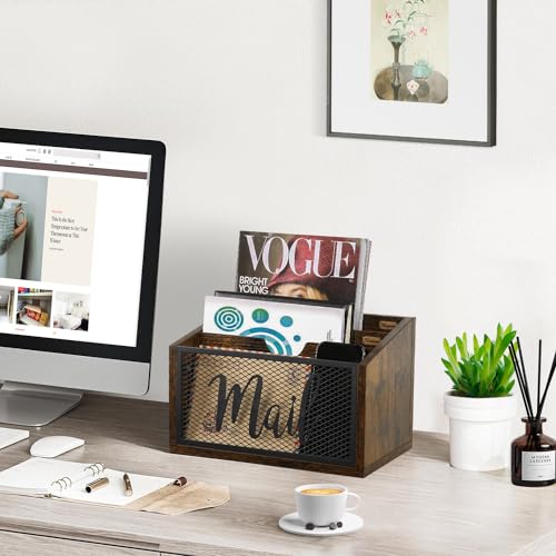 YINMIT Mail Organizer Countertop, Mail Holder, Mail Sorter for Desk, Desktop Mail Basket, Mail Organizer Wall Mounted, Office Desk Organizers and Accessories for File Paper Folder