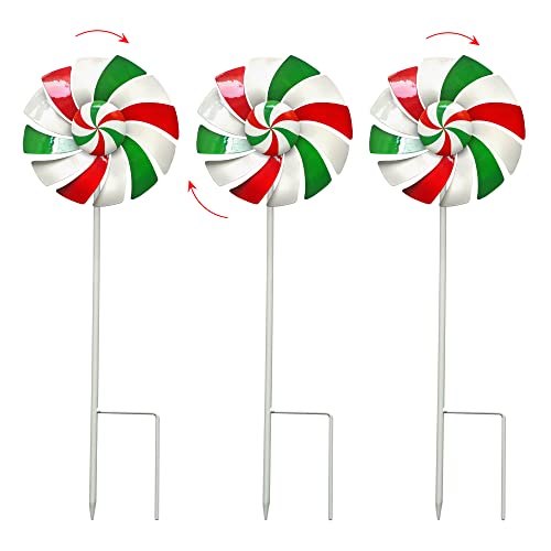 Outdoor Metal Stakes, Wind Catcher Spinner Garden Stakes, Outdoor Wind Spinners, Yard Patio Christmas Decoration, Set of 3…