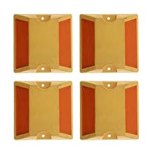 4 Pieces Road Pavement Marker Reflector Yellow Reflective Road Driveway Marker