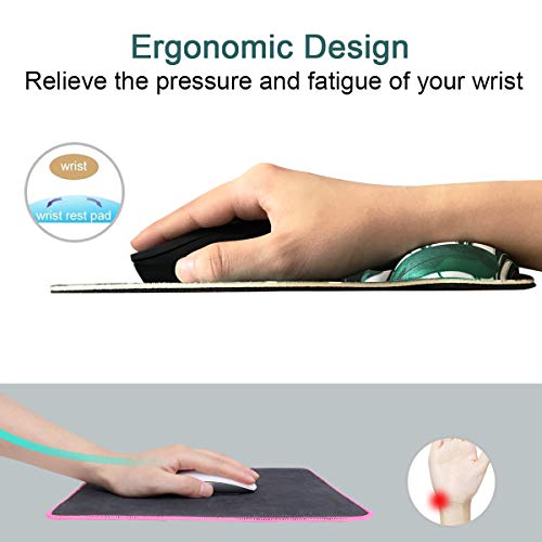 Dooke Ergonomic Mouse Pad With Wrist Support, Cute Wrist Pad With Non-Slip Rubber Base For Computer, Laptop, Home Office Gaming, Working, Easy Typing & Pain Relief Tropical Leaf #TOP2