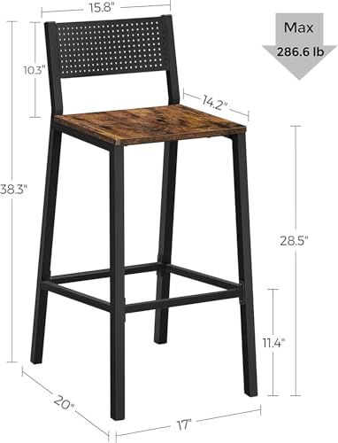 Image of Sheesham Wood Bar Stool, Set of 2 | Backrest & Footrest, For Home Kitchen Counter, For Cafe Restaurant Bar Counter