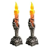 2 Pack Skeleton Hand Candle Light,Halloween Skull Candle Holder Light Halloween Decorative Candle Ho