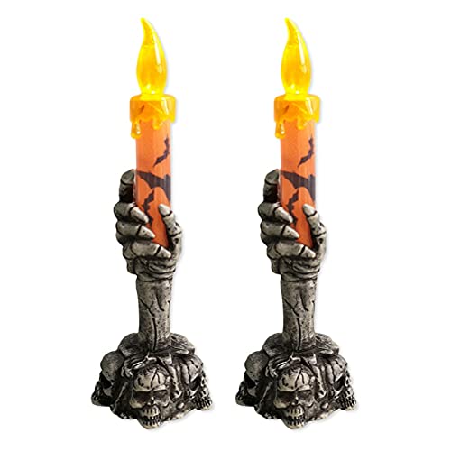 2 Pack Skeleton Hand Candle Light,Halloween Skull Candle Holder Light Halloween Decorative Candle Holder Skeleton Ghost Hand Flameless Candles Lamp For Home Decor Halloween Party Bar Haunted House #TOP3