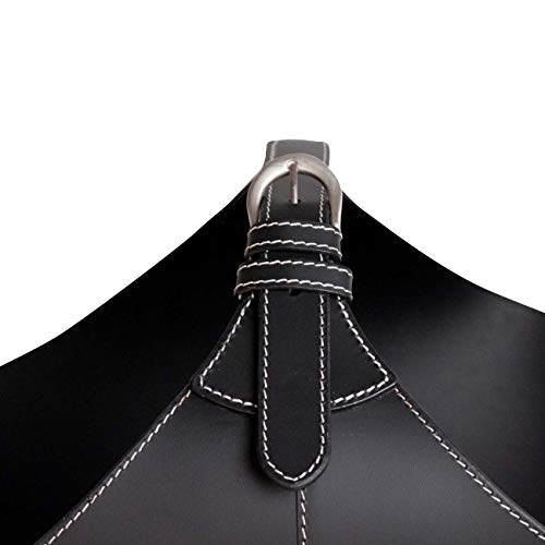 ITA Leathercraft XL Kaminholzkorb Allzweckkorb, Lederkorb mit Tragegriff schwarz, 60x40x30 cm, Aufbewahrungstasche Zeitungskorb Ordnungskorb - 4