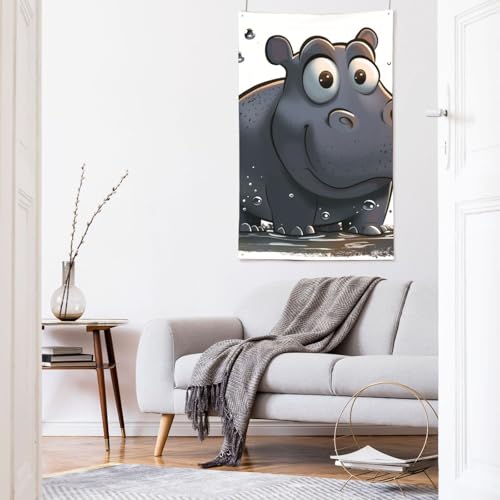 Bannière imprimée hippopotame dessin animé grand format résistant - 6