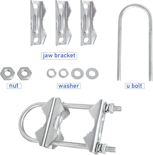 MOOKEERF Double Antenna Mast Clamp - 2 PCS Antenna Pole Mount Bracket V Jaw Block with U Bolts,Heavy Duty Mast Mount Bracket Kit