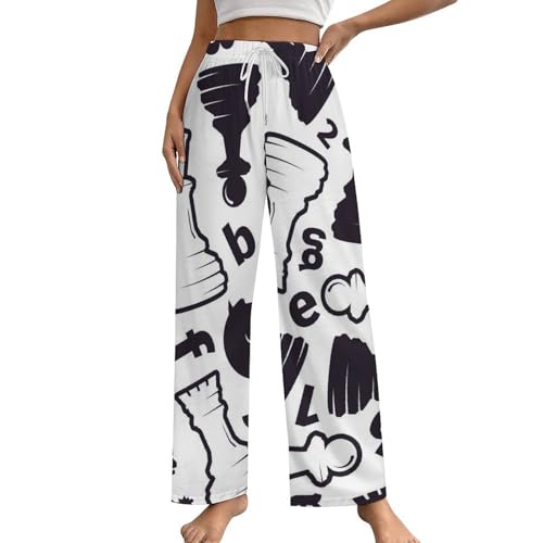 Bas de pyjama femme noir et blanc taille S vêtement de nuit confortable avec poches