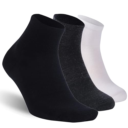 Image of Merino Wool Ankle Socks, Men's Women's 90% Wool Athletic Thin Running Moisture Wicking Socks, 3 Pairs