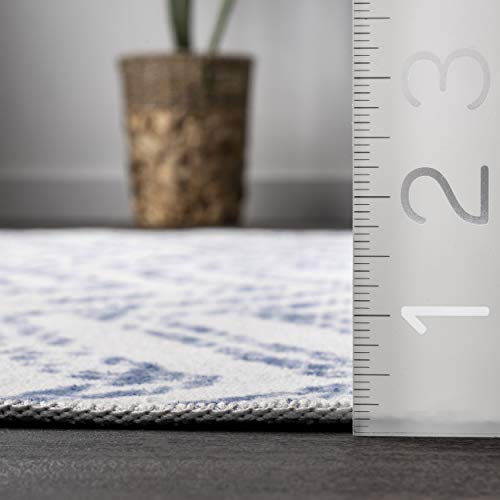 Nuloom Rosanne Machine Washable Geometric Runner Rug, 2' 6" X 8', Blue #TOP1
