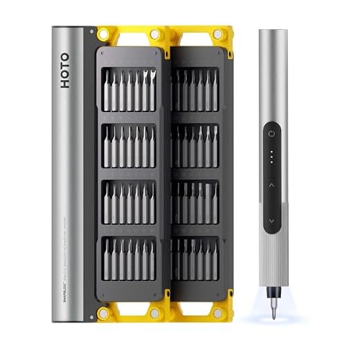 HOTO SNAPBLOQ™ S-A01 3.7V Electric Screwdriver Set with 56 Bits & 3 Torque Settings, Precision Mini Screwdriver, 250RPM, Brighter LED Light, Repair Tool Kit for Electronics, Phone, Laptop, D