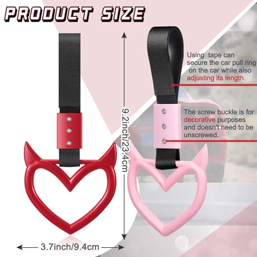 Image of Fabbay 4 Pieces Heart Handle Keychains Car Accessory Heart Hand Strap Drift Charm for Car Interior Exterior Decoration(Black, White, Red, Pink,Devil)