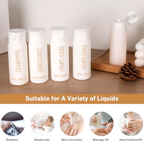 Travel Bottles for Toiletries 5 PCS 3.38 oz TSA Approved Travel Size Containers for Toiletries Leak-proof Shampoo and Conditioner Bottles Refillable Plastic Squeeze Bottle Travel Essentials 5