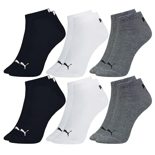 PUMA Kit 6 Pares Meia Cano Curto Soquete Everyday Esportiva Masculino Adulto, 2 Branco - 2 Preto - 2 Preto Mescla, 39-43