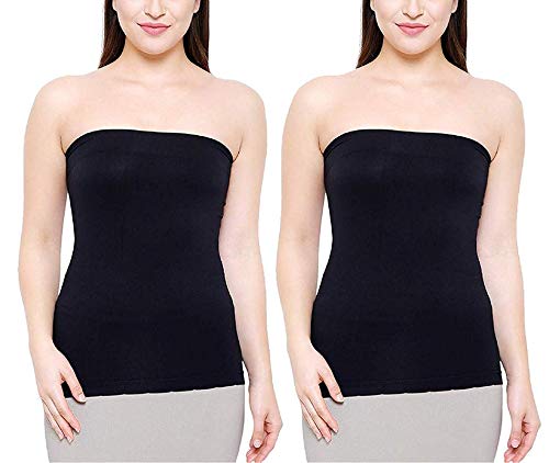 Image of Women's /Girl's Strapless Stretchable Long Bandeau Tube Top Camisole Free Size