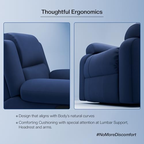 Image of Green Soul Comfy | 1 Seater Recliner Sofa with Soft Suede Fabric & Luxuriously Padded Body | Recliner for Relaxing at Home | 3 Years Warranty Color (Blue) | Installation Provided