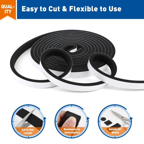 Magzo Foam Weather Stripping 1/2 Inch W X 1/4 Inch T, Insulation Tape For Door Window Single Sided Adhesive, Total Length 26 Feet (13Ft X 2 Rolls) #TOP3