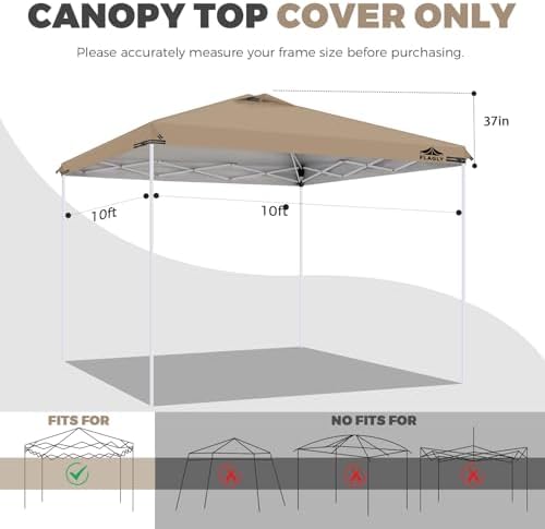 10x10ft Replacement Canopy Top with Air Vent, Waterproof & UV Protection Canopy Tent Top Cover for Straight Leg Canopy Frame - for Outdoor, Patio, Event, Trade Show (Khaki, 10x10ft) image 19