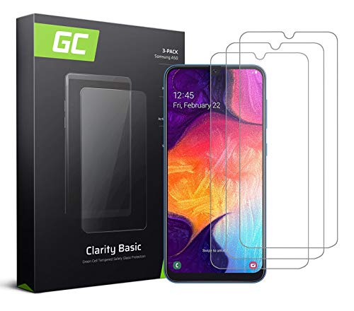 Green Cell Verre Trempé pour Samsung A50 3X Protection d'écran Protecteur Vitre 9H Dureté Anti Rayures Haute Sensibilité Film Protection Tempered Glass Screen Protector