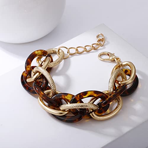 Mixed Color Exaggerated Twist Chain Bangle Bracelet Jewelry for Women Hip Hop Metal Chunky Thick Chain Bracelets Gifts 5938S (S4)
