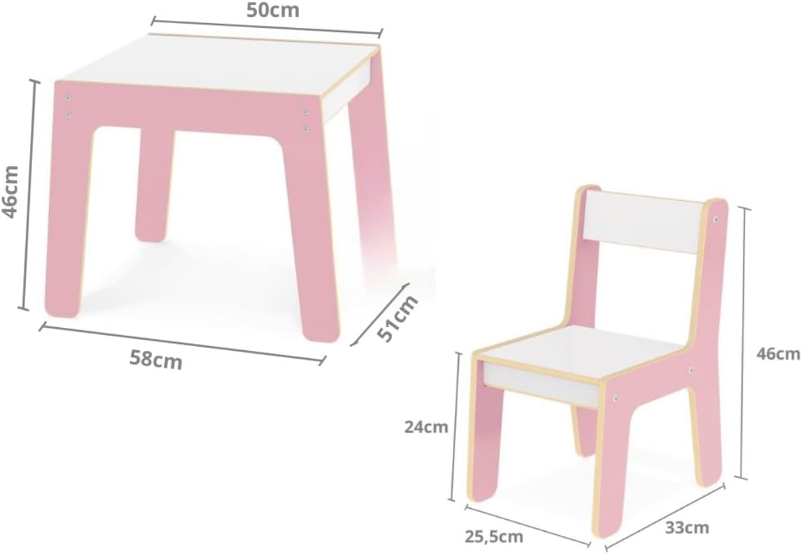 Conjunto Mesa + Cadeira Infantil Rosa - Junges