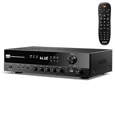 Donner Stereo Receivers, 5.1 Channel Audio Amplifier with Bluetooth 5.3, Optical/Coaxial, USB, FM, 2 Mic-in, Echo, RCA, AC-3 Input for Home, Karaoke, Theater Speakers, 60W/4R & 25W×3 RMS, MAMP4