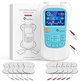 Auxoliev TENS Gerät Schmerztherapie，2 Kanäle EMS Gerät，25 Modi und 50 Intensitätsstufen，Reizstromgeräte Gegen Schmerzen mit 10 Elektroden Pads