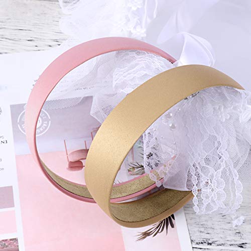 Frcolor 5 peças de faixas largas turbante de cor pura 3 cm faixas de cabelo liso para mulheres e men