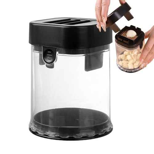 Pressatura all'aglio e taglierina per affettatrice manualmente all'aglio con contenitore di stoccaggio e base antiscivolo per diversi ingredienti